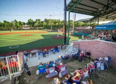 crowd watching baseball game at Hot Springs Majestic Park